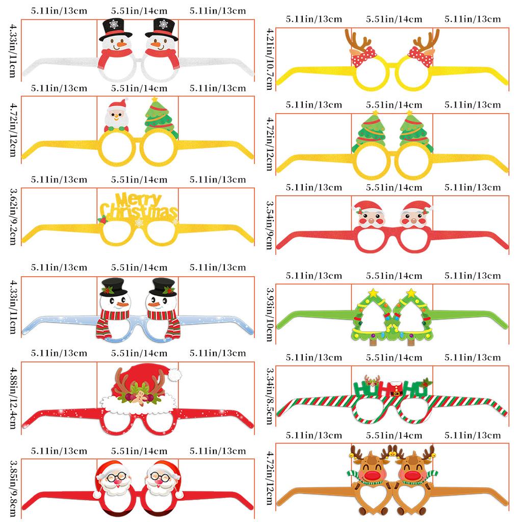 Children'S Christmas Party Decorative Glasses Cartoon Christmas Snowman Props Glasses Frame Customization