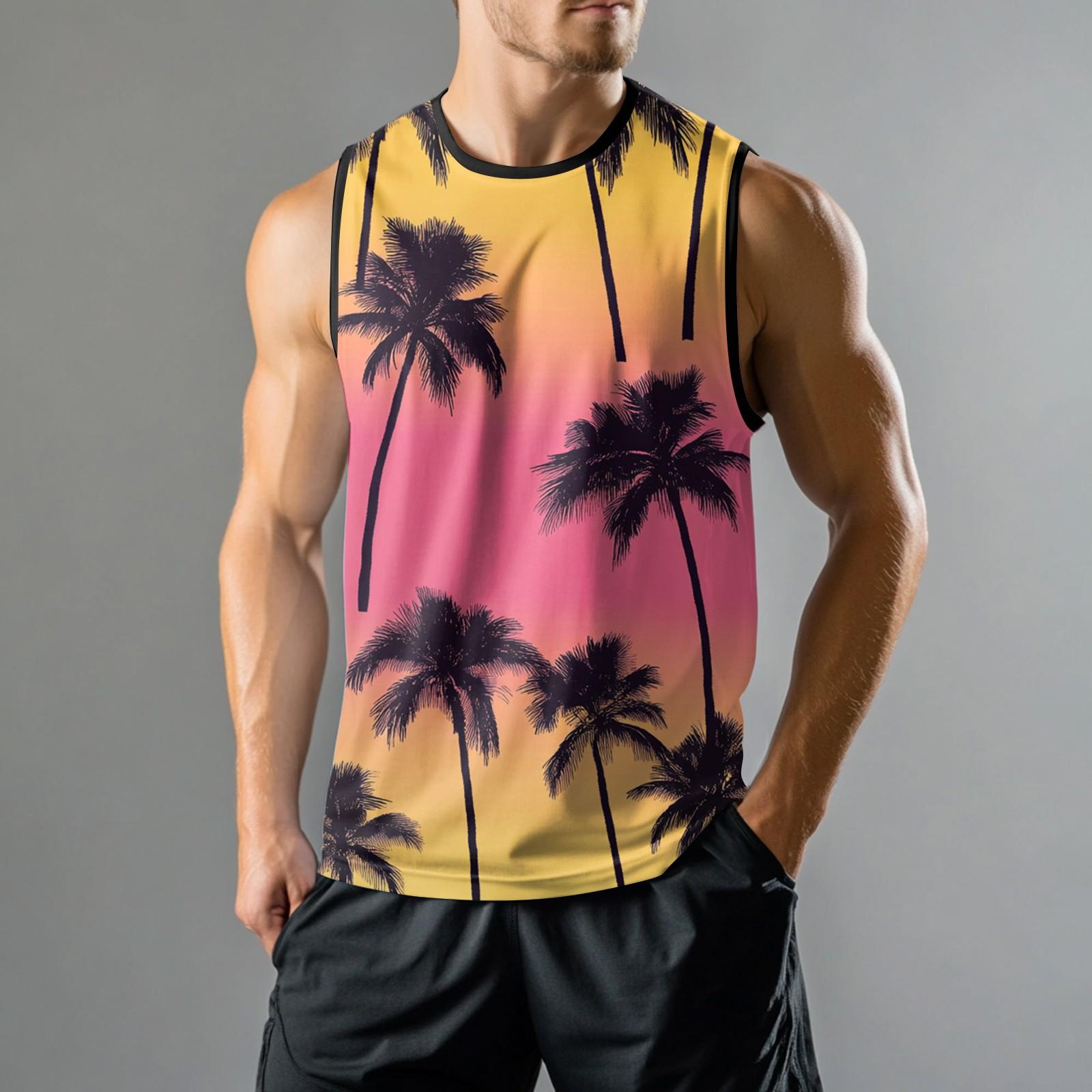 

Мужская мода принтованный спортивный повседневный жилет без рукавов M розовый