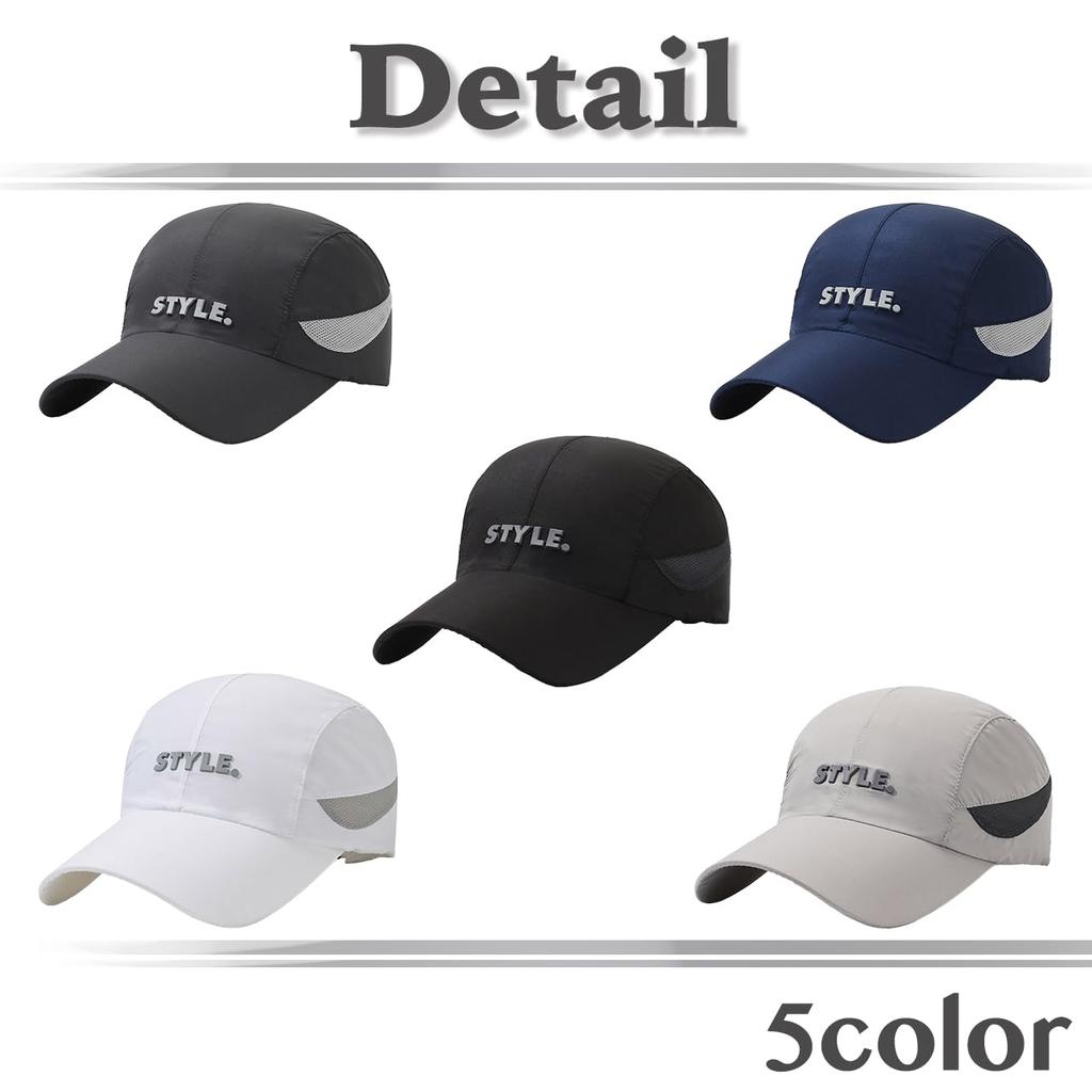 Cap Mesh Sports Hat Adjustable UV Protection Simple CZA086 [White Fang] Men's Women's (Black)