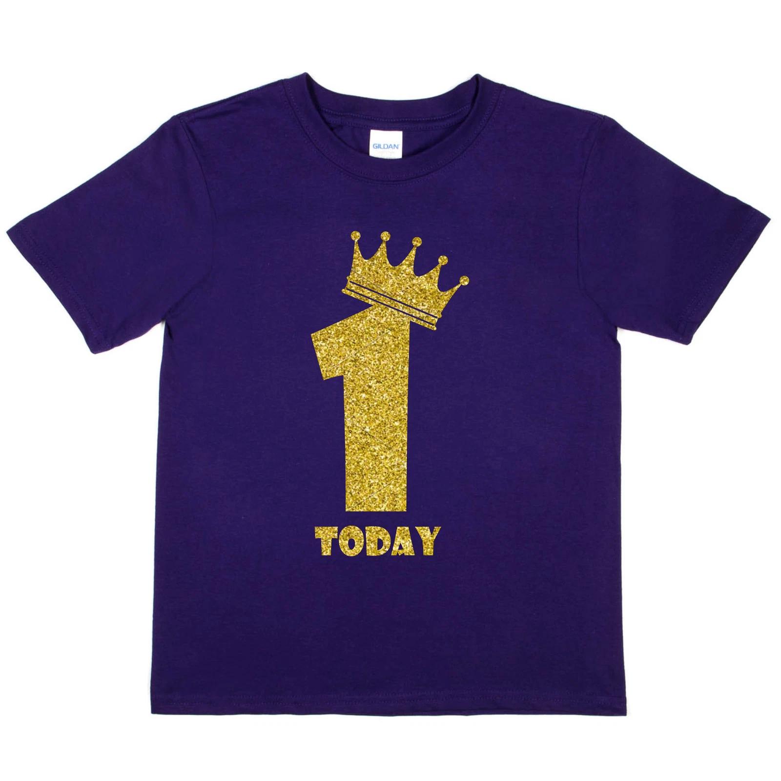 Kids One Today Birthday T-shirt In Gold Glitter Happy 1st Birthday Gift S