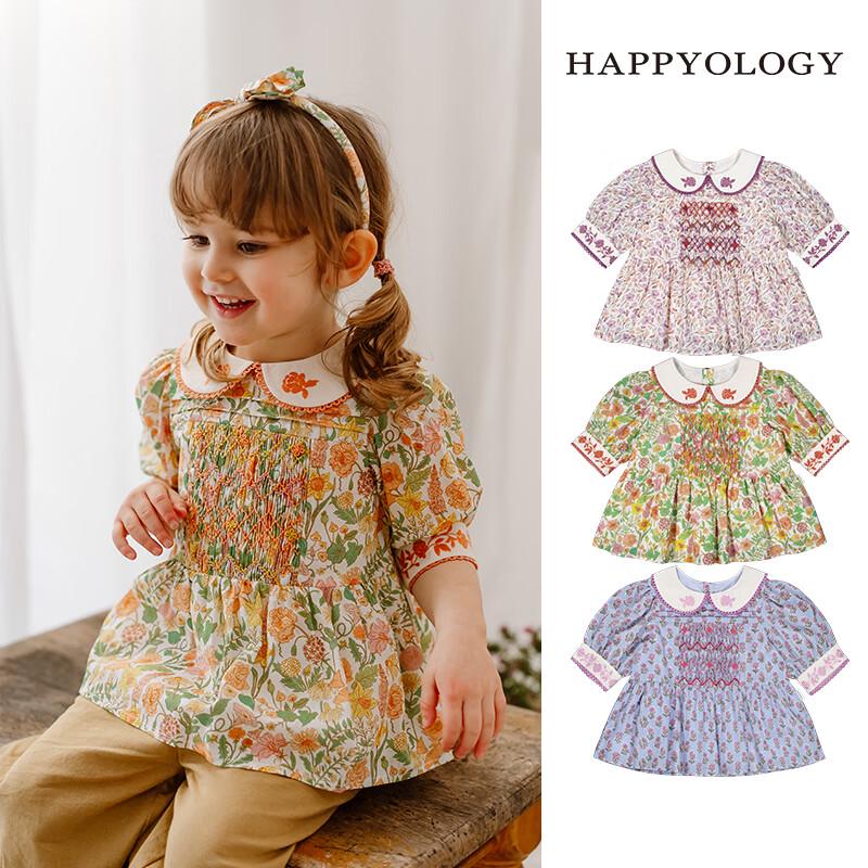 Happyology Girls Summer Smocked Floral Shirt 92