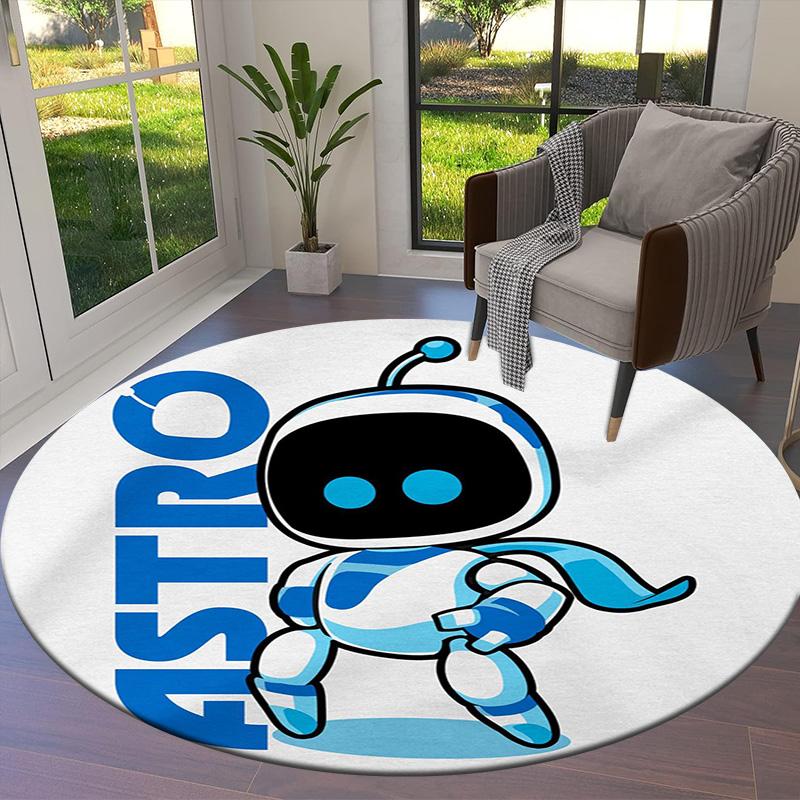 Tappeto Rotondo ASTRO BOT, Tappeto per Soggiorno Camera da Letto Divano Sala Giochi Decorazione, Tappetino Antiscivolo