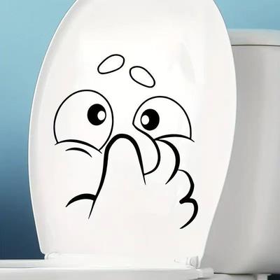 Self-adhesive Funny Pinching Nose Cute Cartoon Toilet Seat Stickers Waterproof for Bathroom Decor