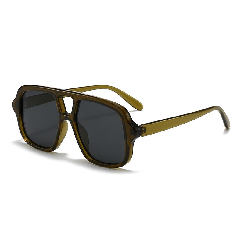 SO&EI Ins Popular Fashion Double Bridges Square Men Sunglasses Vintage Punk Yellow Blue Shades UV400 Men Trending Sun Glasses