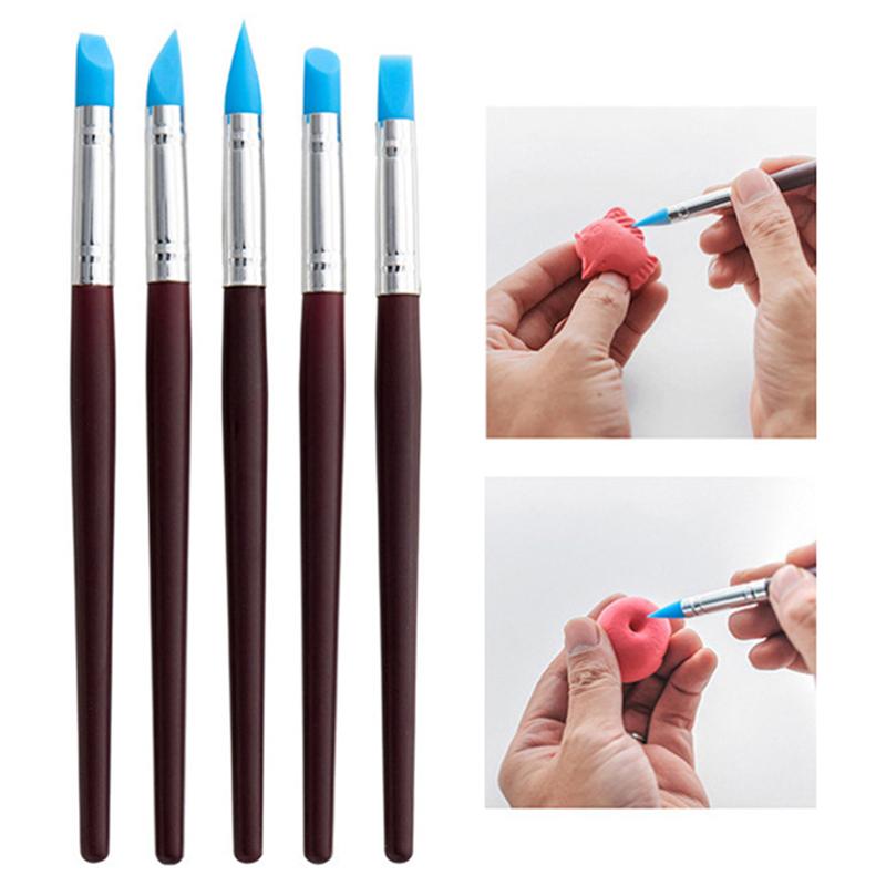 5Pcs/Set Silicone Clay Sculpting Tools For Brush Modeling Dotting Nail Art Pottery Clays Tool Diy Carving Ceramics Sculpture