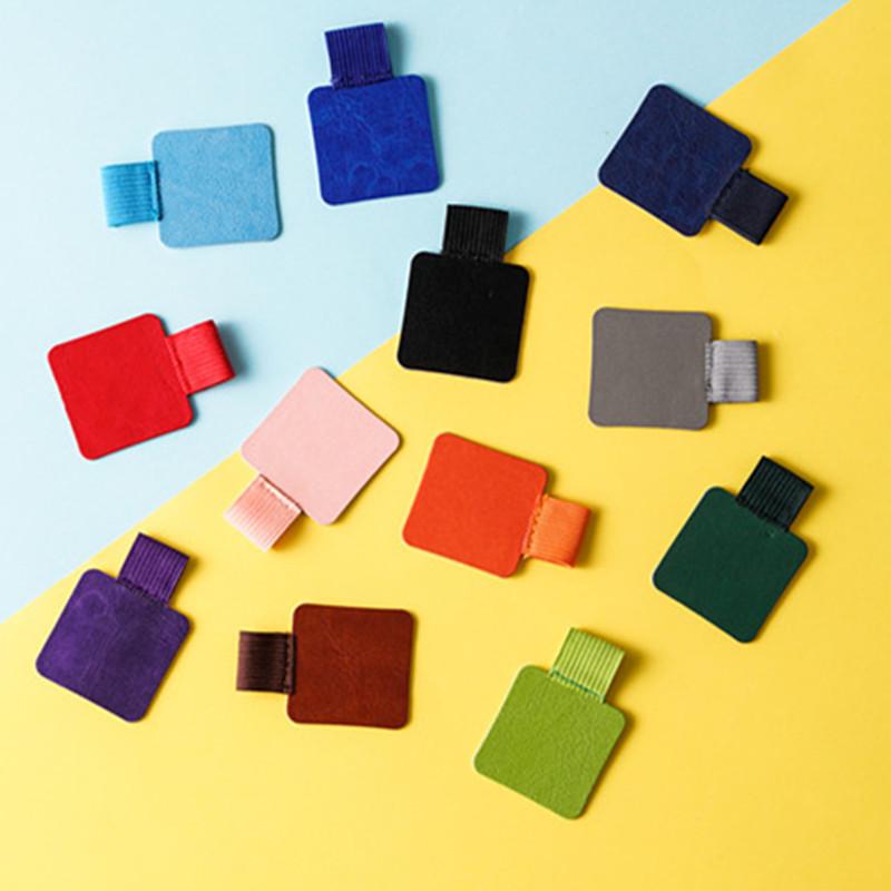 Creative PU Leather Self-Adhesive Pen Clip & Elastic Band Holder for Notebooks and Tablets