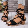 European and American sandals summer 22 new fish mouth thick heel cross strap high heel large size sandals