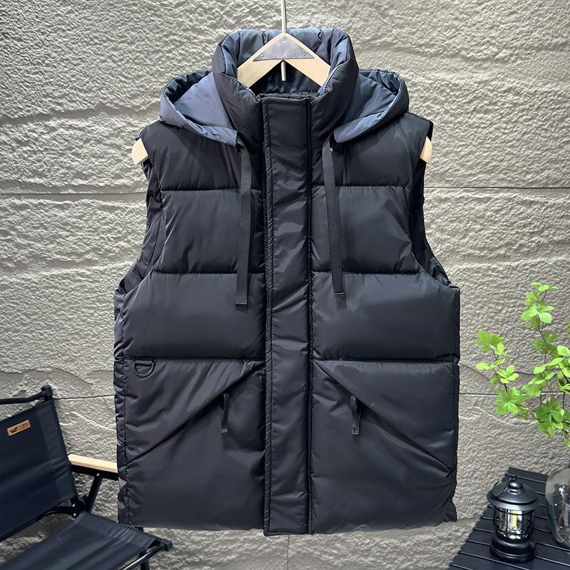 

Tooling cotton clothes new fashion vest winter hooded vest vest trendy men s sleeveless warm men s jacket L (80-50 kg) чорний