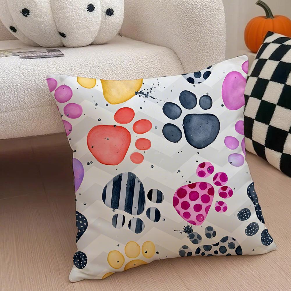Schattige Hondensporen Huisdier Stijl Kussenhoes Sierkussenhoes Verborgen Knop Duurzaam Polyester Stoelkussen