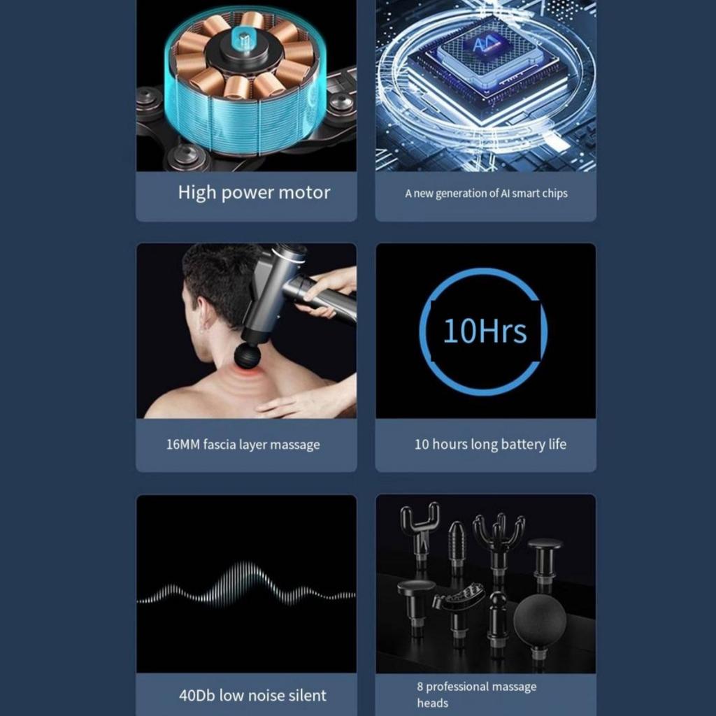 Muscle-Relaxing Tool Impact Body Massager1800mAh8Head Massage16800Turn/Minutes6Gear Adjustment3500Times/Minutes