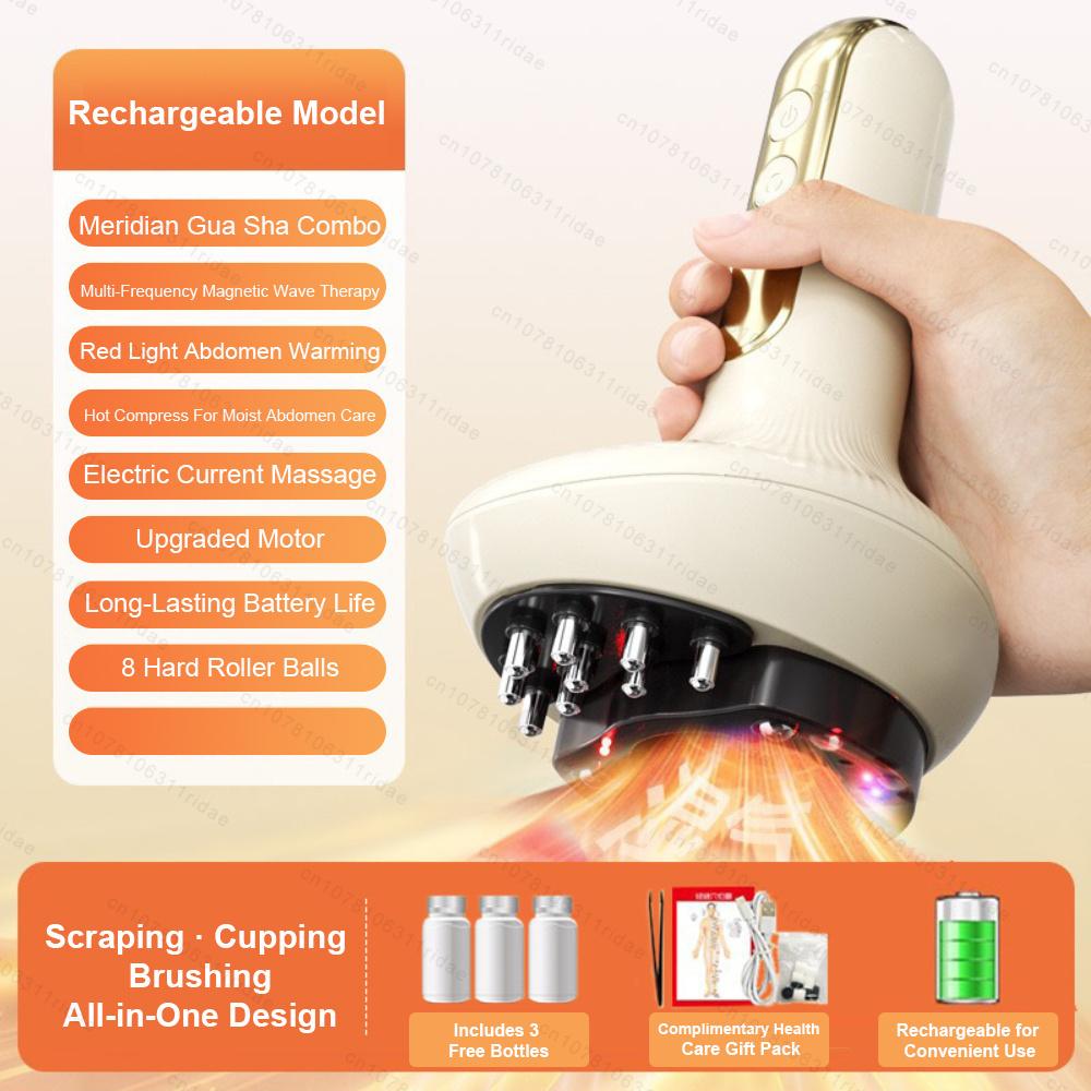 Cupping and Gua Sha Massager Electric Shaping Meridian Scraper Lymphatic Drainage Device Fat-Burning Cupping Back Massager