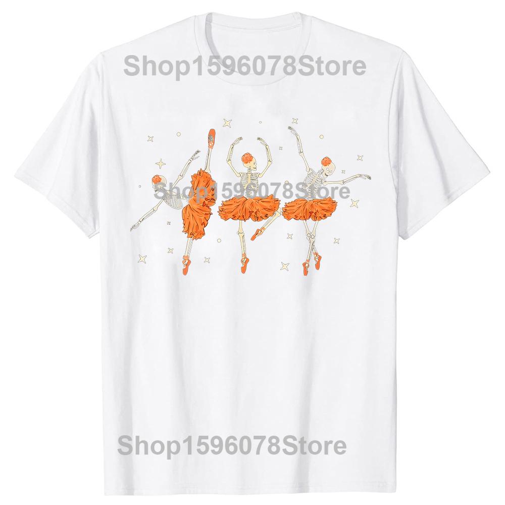 Funny Ballet Pumpkin Skeleton Halloween Tshirts Men Womens Fashion Casual Tshirt 100 Cotton Loose Oversized T Shirt Summer