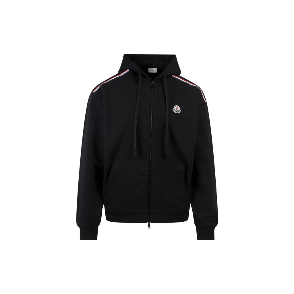 Moncler Ss22 Logo Label Three-Color Woven Tape Zipper Hoodie Jacket Men jackets Black H10918G00047809LA999