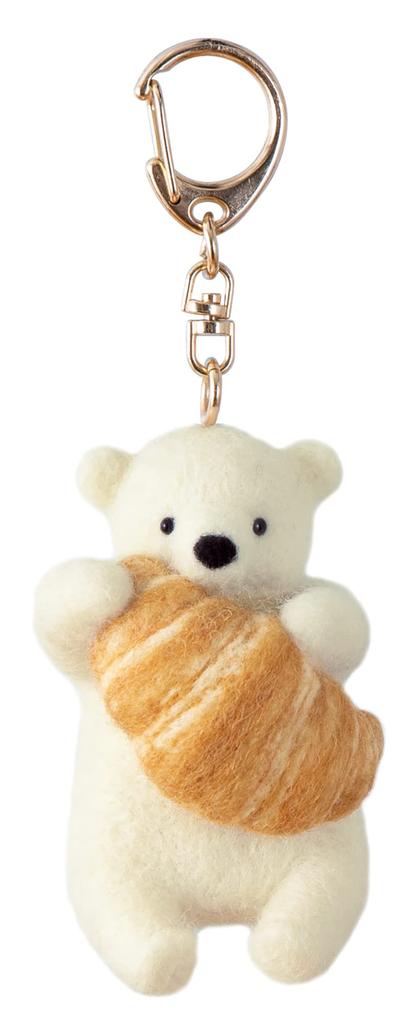 Hamanaka Felt Animal and Snack Mascots Made with Felted Polar Bear and H Kit Wool, Croissant, 441-605