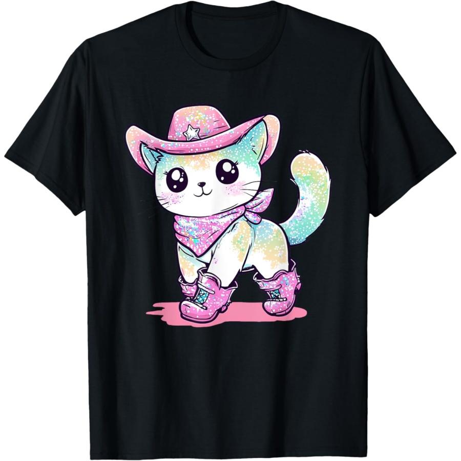 

Милый кот в розовой ковбойской шляпе и сапогах Западная ковбойка Любитель кошек Футболка XXXXXL чёрный