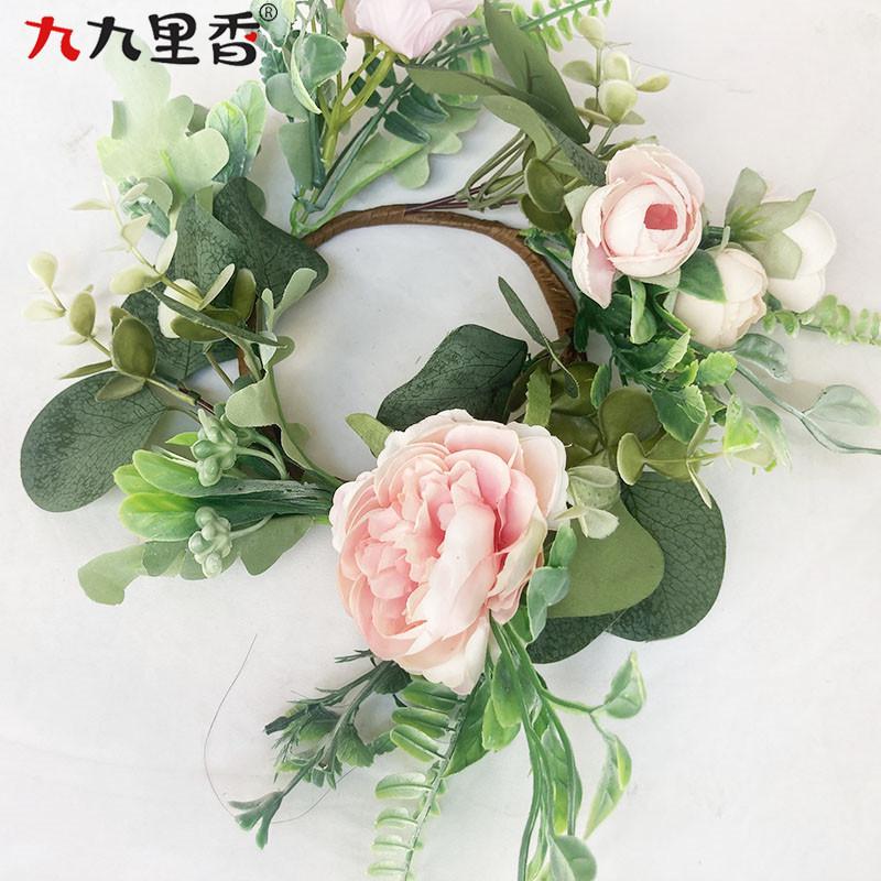 

Американская имитация венка свеча кольцо макароны роза венок стол свадебное украшение для вечеринки венок