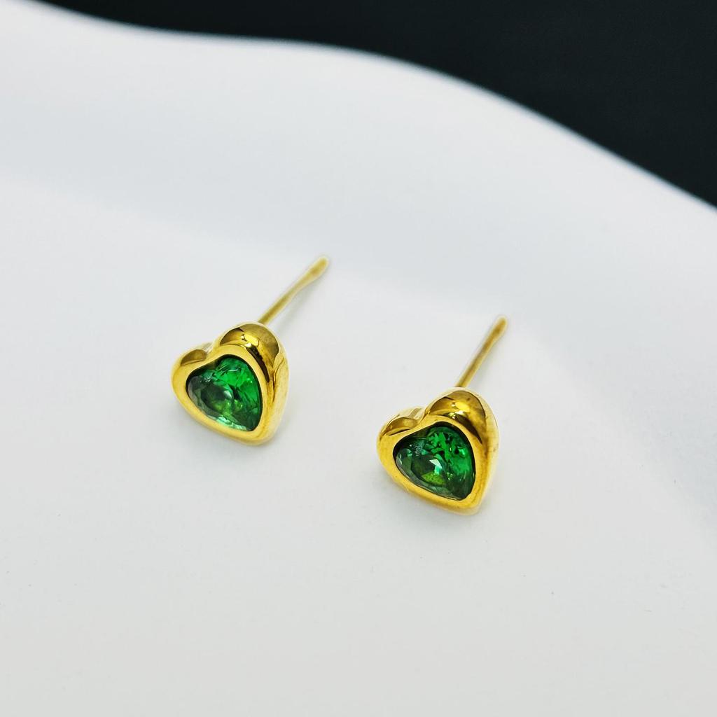 Emerald Love Heart Necklace & Bracelet Set - European American Fashion