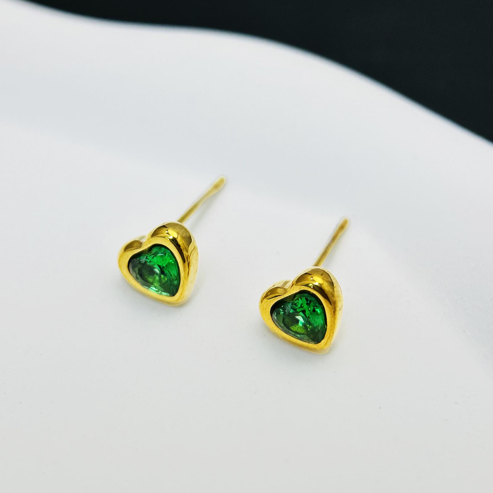 Emerald Love Heart Necklace & Bracelet Set - European American Fashion