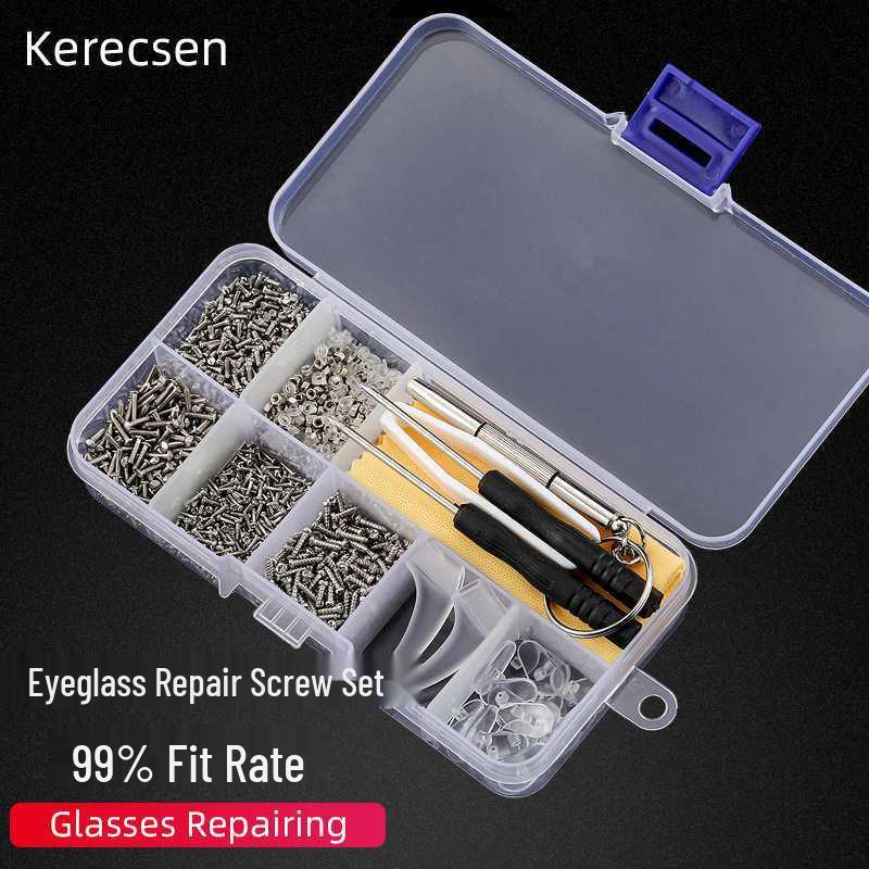 Eyeglass Repair Kit: Screwdriver Set, Nail Cutter, Nose Pads, Frameless Accessories
