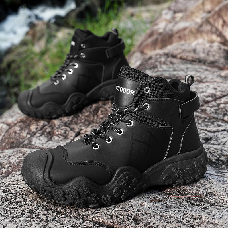 Fashion Men's Leather Outdoor Sports Shoes Men Fashion Mountaineering Hiking Waterproof Shoes Outdoor Desert Combat Boots Zapatos Hombre