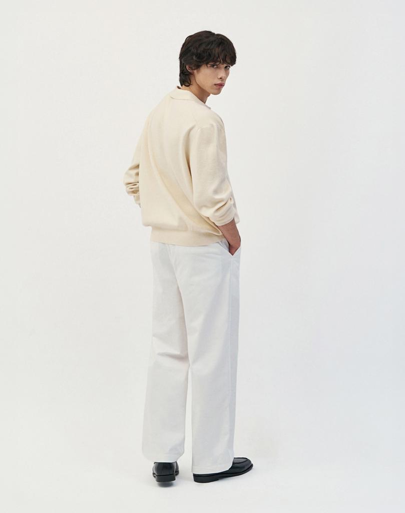 WORK ON BODY OFF Vernos Semi-Overfit Collared Knit [Ivory]