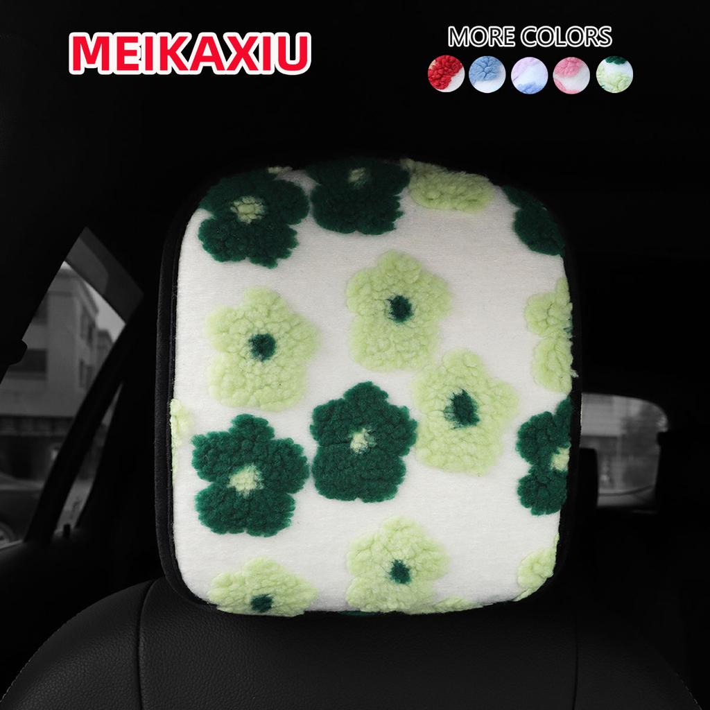 1 Winter Plush Three-dimensional Flower Color Car Head Hat Head by Head Pillow Cover Cushion Cover Anti-dirty Automotive Supplie
