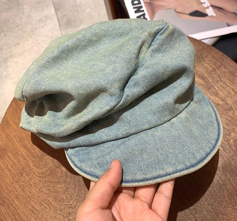 

Beret Women Vintage Denim Octagonal Hat Berets Painter Cap Female Autumn Spring Hats For Women New Casual 56-58cm світло-синій колір