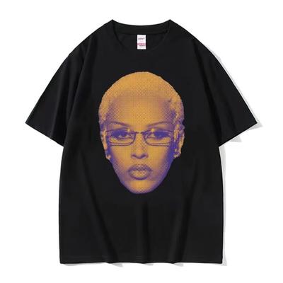 Camiseta Gráfica Retro Rapper Cara de Doja Cat Hombres Mujeres Moda de los 90 Camisetas Clásicas Masculino Casual Camiseta de Algodón de Alta Calidad Tops