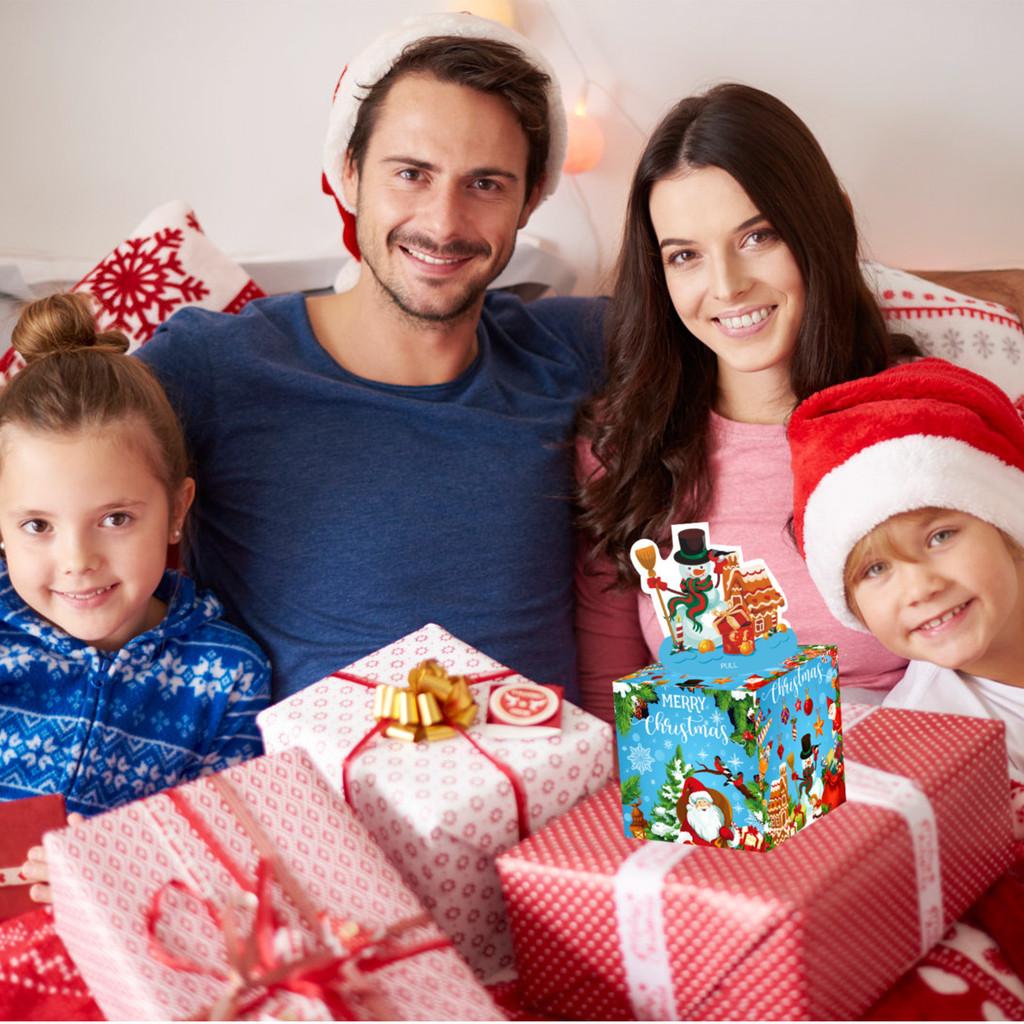 Blue Christmas Theme Pattern Gift Box For Holiday Celebration