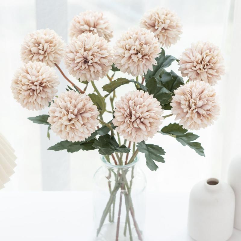 Artificial Flowers Silk Ball Chrysanthemum Wedding Bridal Bouquet Table Windowsill Festival Room Decor Diy Gift Po Props