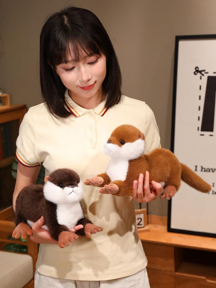 Peluche lontra di simulazione, animali di peluche carini, lontre soffici, bambole peluche, anime, kawaii, morbido, giocattoli da compagnia per bambini e neonati