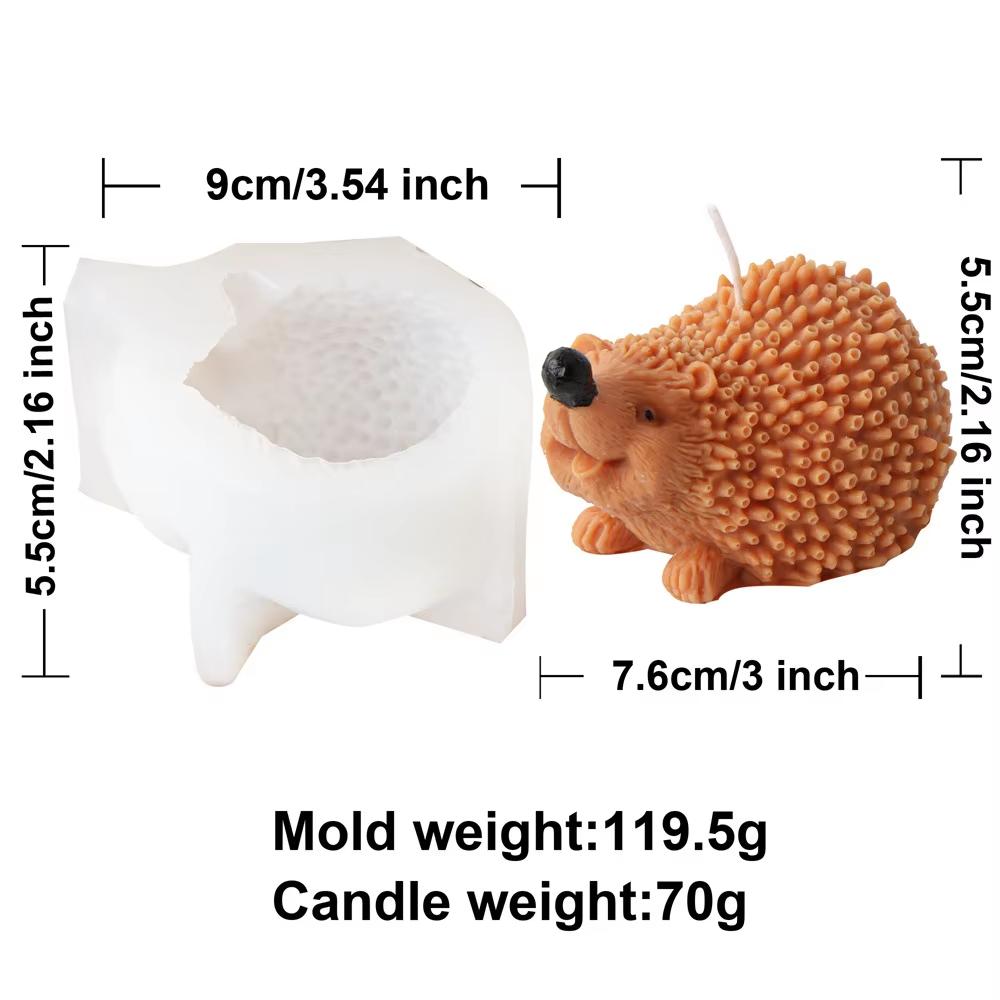 Cute Hedgehog Candle Mold 3D Cartoon Animal Hug Mushroom Apple Soap Craft Plaster Making Kit DIY Handmade Mold Home Decor Gifts