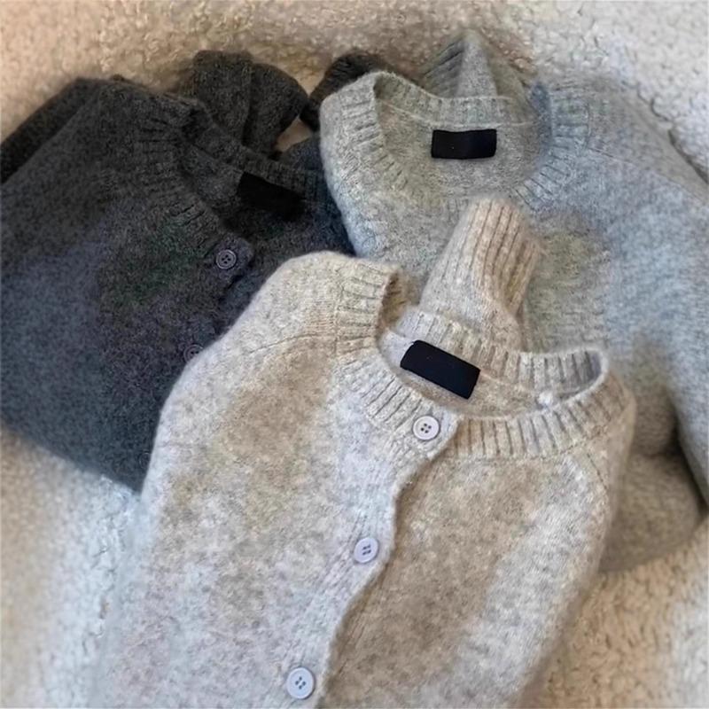 Gray Raccoon Velvet Knitted Cardigan Women's Spring and Autumn Soft Waxy Lazy Sweater Jacket High-end Top