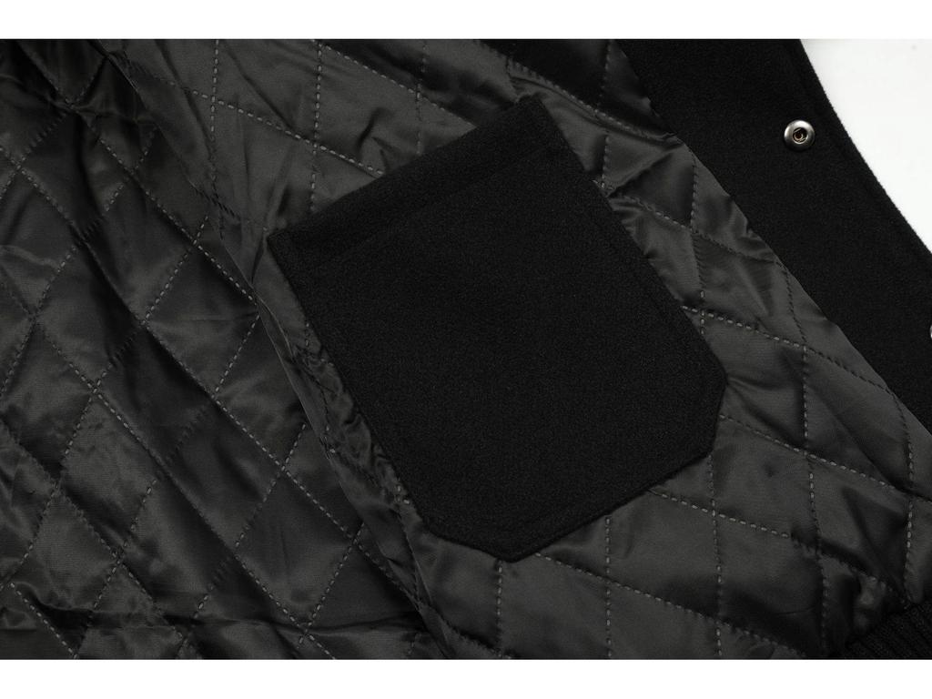 Angel Icon Embroidered Patchwork Leather Sleeve Baseball Jacket - Unisex American Trend for Autumn/Winter