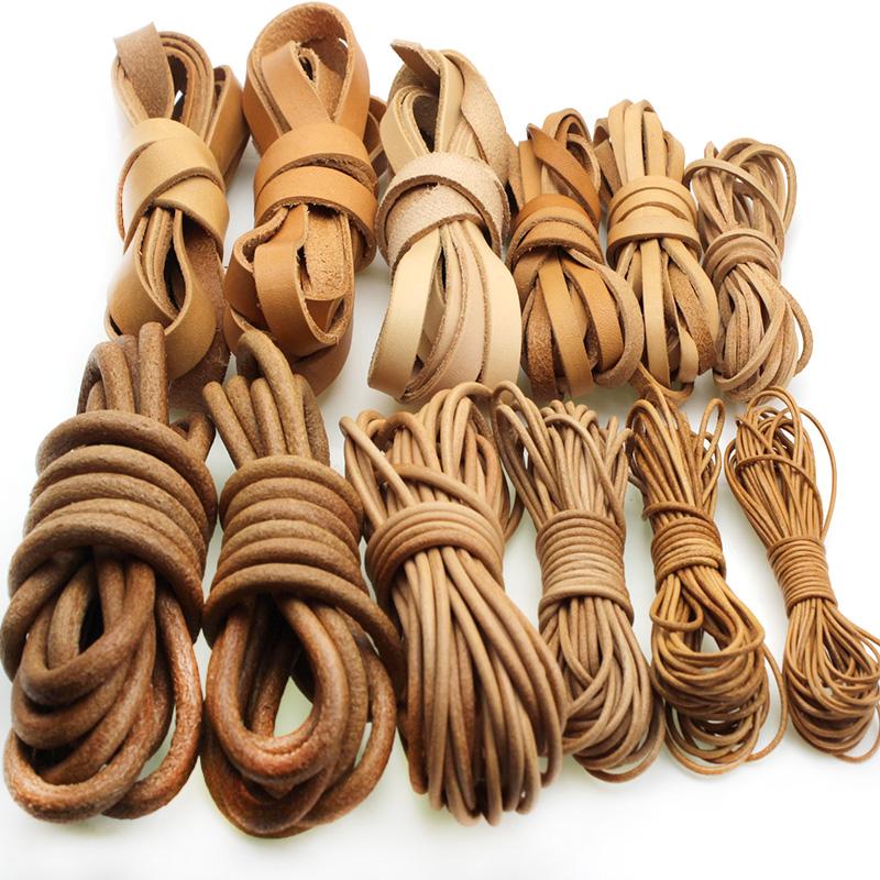 2Meter 1 2 3 4 5 6 8 mm Genuine Cow Leather Cord for Bracelet Necklace Round Flat Leather Strap Rope String DIY Jewelry Making