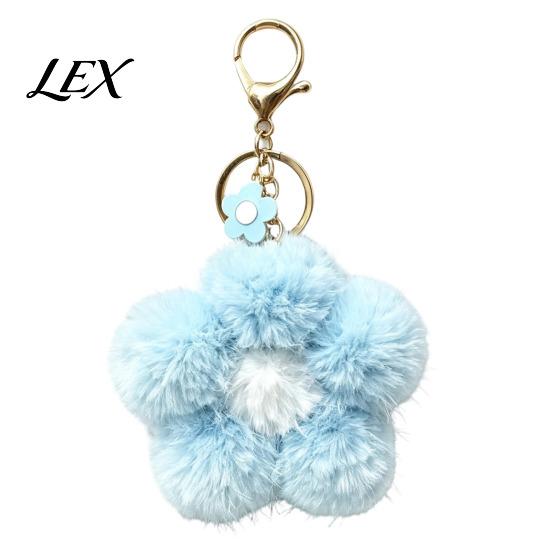Backpack Keychain Plush Flower for Backpack, Fuzzy Floral Keyring Girls Bag Charm, Women Handbags Decorative Accessory Lightweight Charm