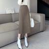 Autumn 2025 Women's High-Waisted Wool Bodycon Pencil Skirt with Slit
