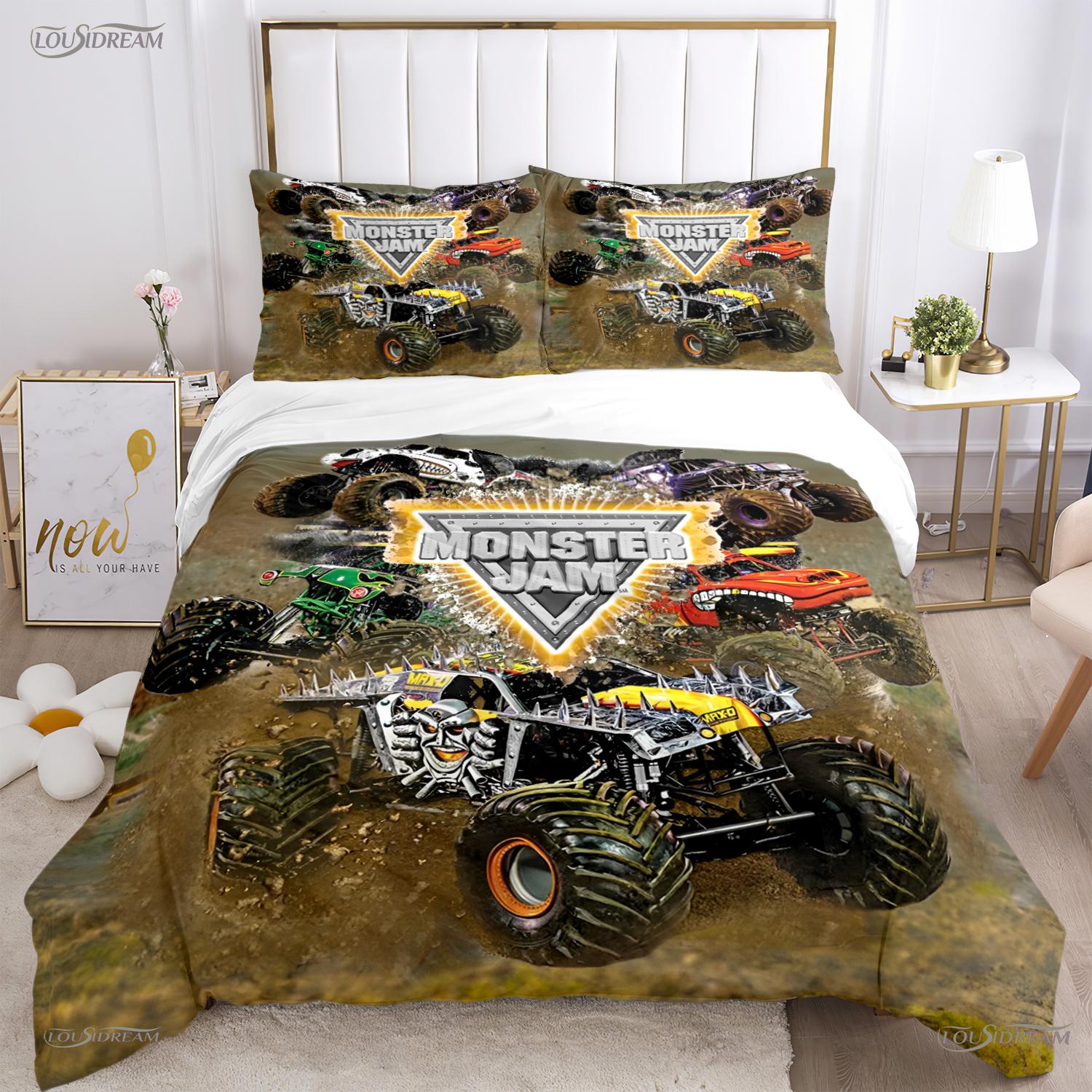 

Пододеяльник одеяло всесезонное Monster Jam Truck комплект постельного белья мягкий пододеяльник и наволочки односпальный/двуспальный/кинг-сайз EU Single(135*200cm)3pcs