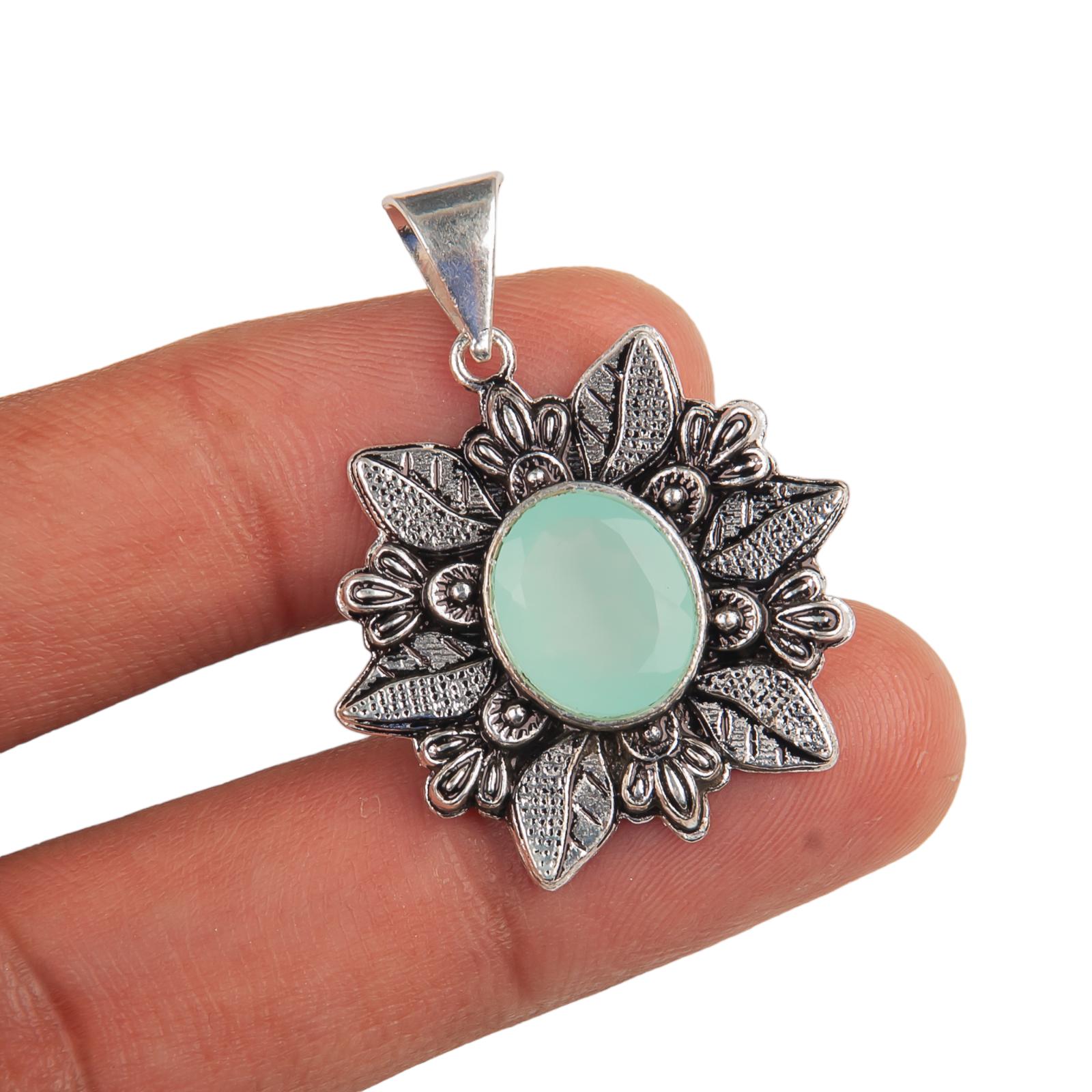 

Редкий самоцвет аквахалцедон, серебро 925 пробы, ювелирное изделие ручной работы, подвеска 1,59 CP-14-9