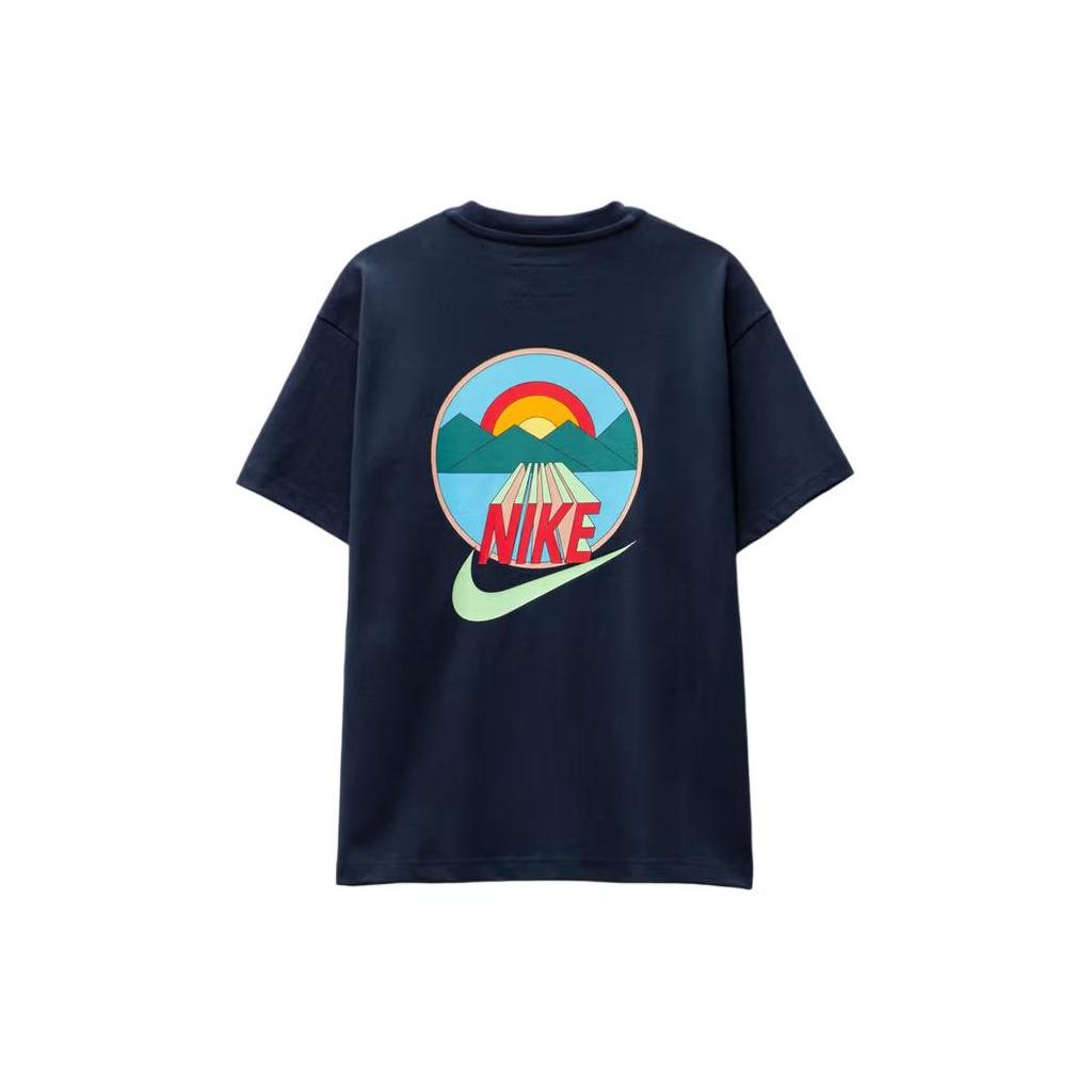 Nike Color Block Fitted Crew Neck Short Sleeve T-Shirt Men Tops Navy-Blue FB2759-451