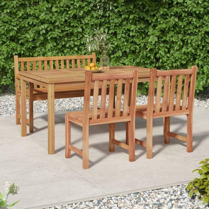 VidaXL Ensemble à manger de jardin 4 pcs Bois de teck massif, meubles de jardin, meubles d'extérieur, table et chaise de 3157154