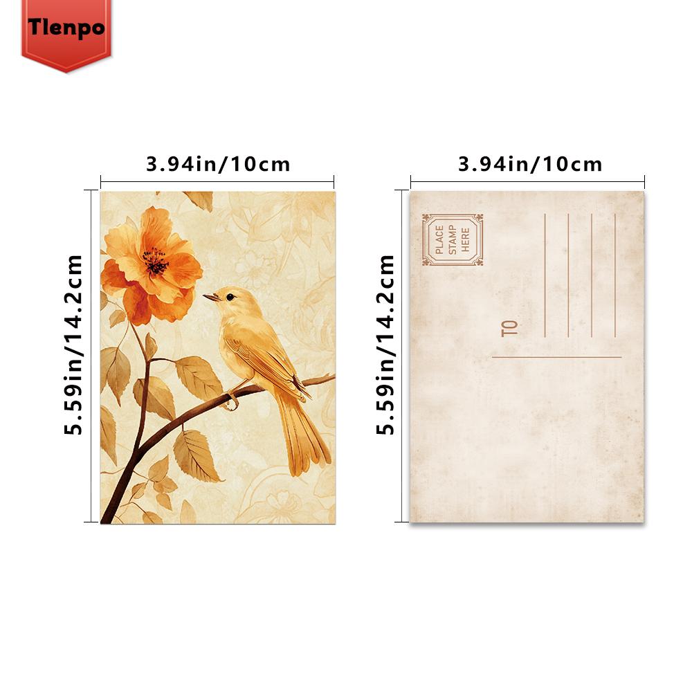 32pcs, Vintage Flower and Bird Postcards, Wall Stickers, Mailing Cards, Greeting Cards, DIY Postcards, Souvenir Postcards, Decor