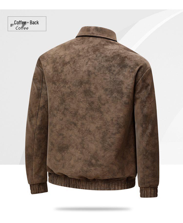 Trendy Men's Plus Size Retro Leather Jacket - Spring/Autumn Casual Lapel