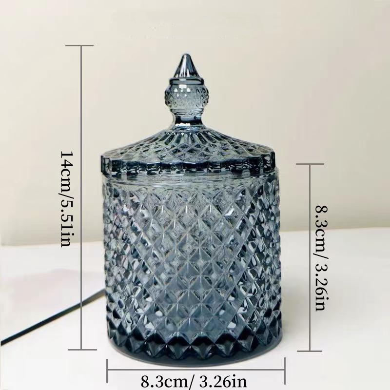 European Multicolor Crystal Glass Storage Jar,Candy Glass Jar with Lid Aromatherapy Candlestick Swab Container Home Decoration