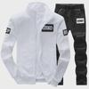 Men's Stand Collar Sweatshirt Jacket and Trousers Sportswear Set - Spring/Autumn, Youth Style, Plus Size