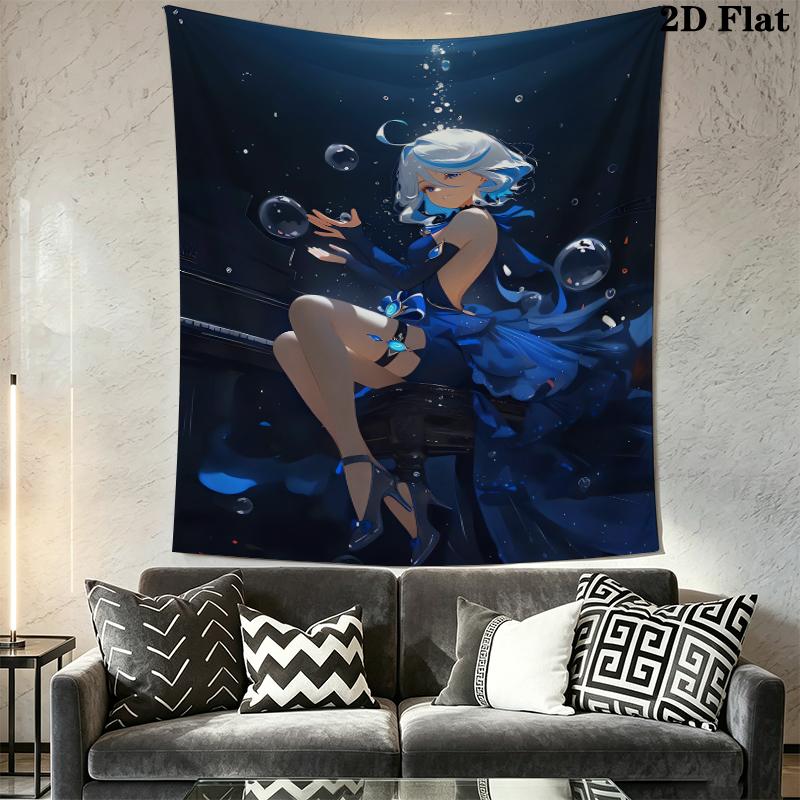 Genshin Impact Wall Tapestry Aesthetic Wall Hanging Printed Fabric Blanket Decorative Tapestries for Bedroom Living Room Home Decor