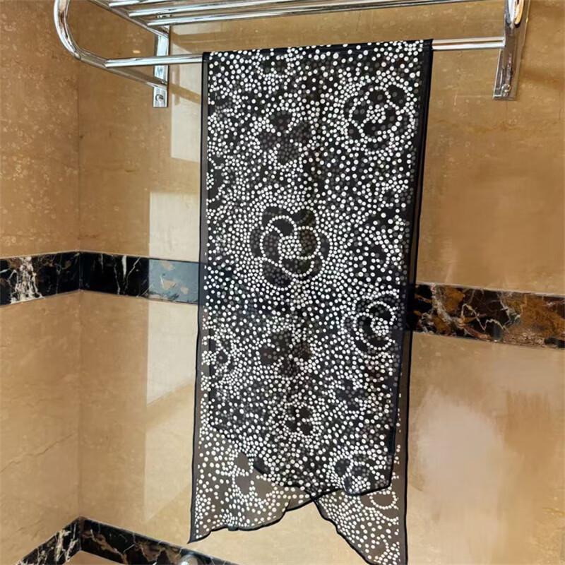 NINA SOLOR Polka Dot Silk Georgette Scarf