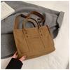 Large capacity solid color versatile casual canvas shoulder bag handbag college student class fashion commuter tote bag women