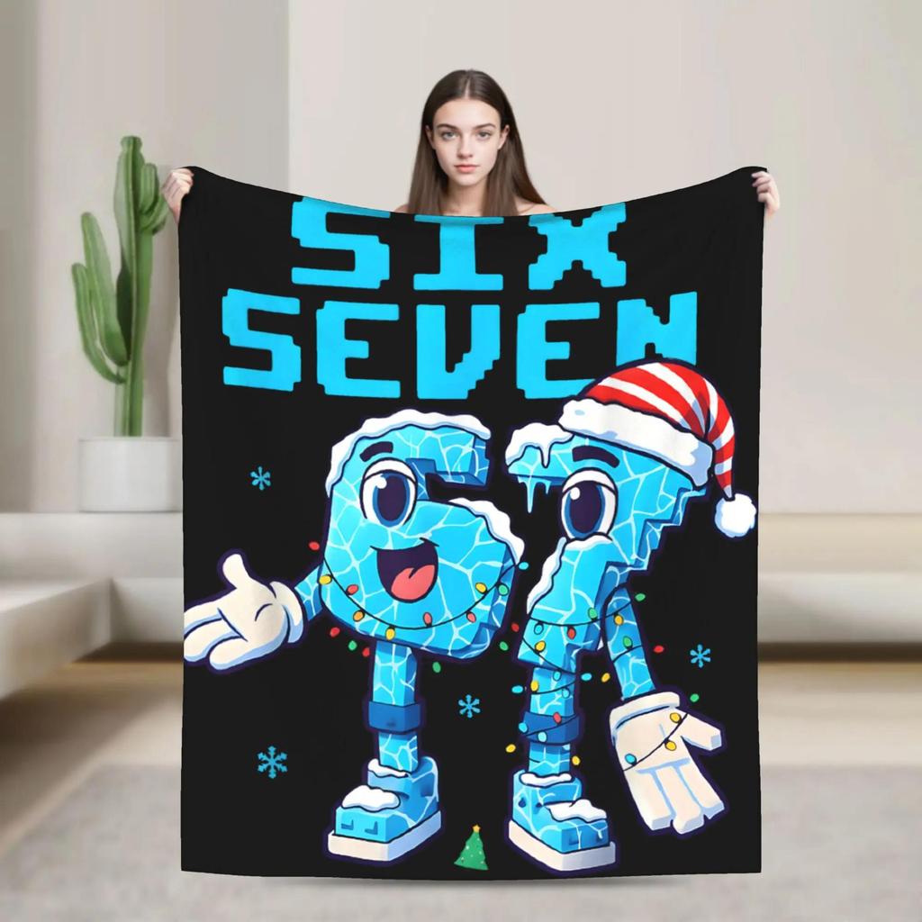 Retro Six Seven Italian Brainrot Humor Meme Super Soft Plush Blanket for Kids Bedding Throws Home Decor Flannel Bedspread