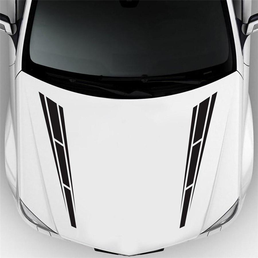 2Pcs Auto Front Hood Car Sticker Racing Stripes Graphics Decal Accessories